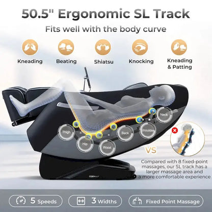 Costway Zero Gravity SL-Track Massage Chair  Full-Body Recliner with Lumbar Support