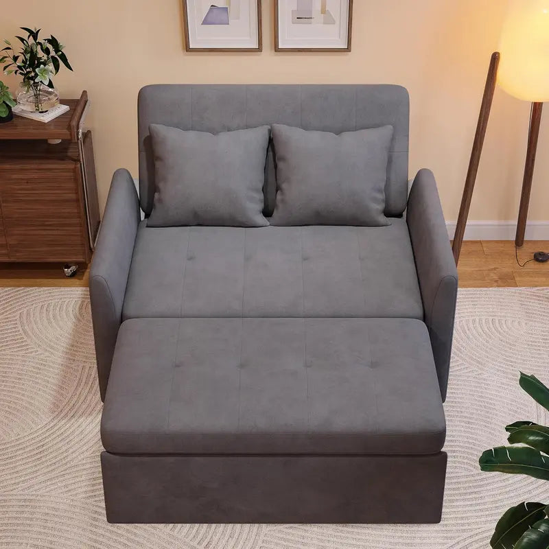 Compact 3-in-1 Loveseat Sleeper Sofa  Pull-Out Convertible Couch for Small Living Areas