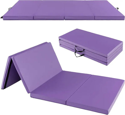 8′ x 4′ Folding Gymnastics Mat  2-Inch Thick Tumbling Pad with Carry Handles and Hook-and-Loop Closure