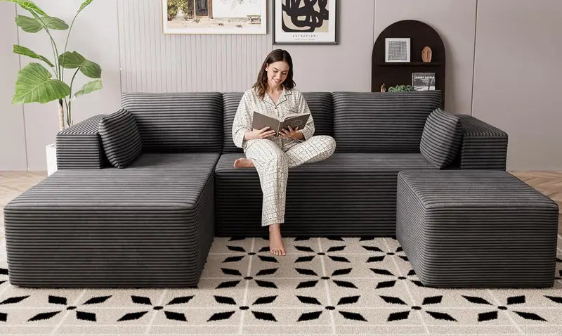 Cloud-Like Boneless Sectional Sofa  3-Seater L-Shaped Modular Couch with Right-Facing Chaise, Cat-Resistant & Deep Seat