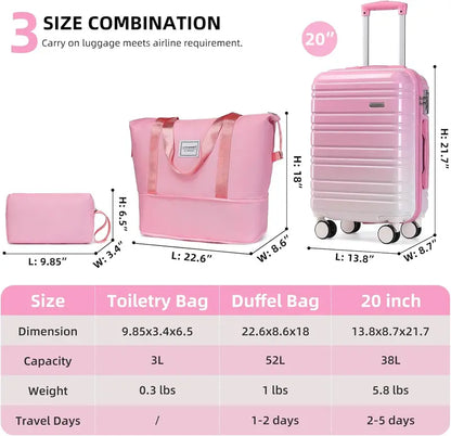 6-Piece Expandable Rolling Luggage Set  Lightweight Hardshell Suitcases with Smooth-Spinning Wheels & Modular Packing Options