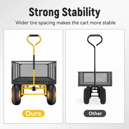 Heavy-Duty Steel Garden Utility Wagon  1400 lb Capacity, Convertible Mesh Sides, and 13″ Pneumatic Tires