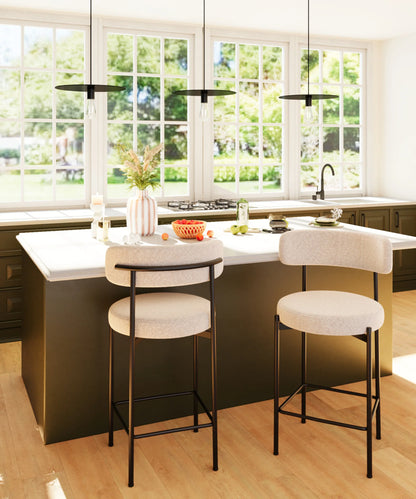 Lot de 2 tabourets de bar velours cr me Agathe