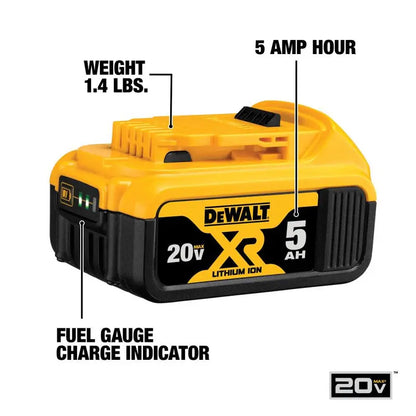 DEWALT 20V MAX XR 5.0Ah Battery 2 Pack with Charger and Bag DCB205-2CK from DEWALT