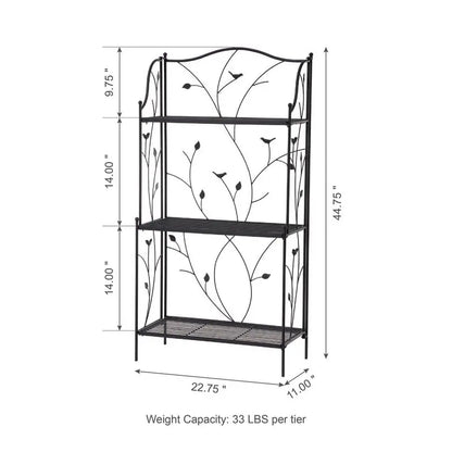 Glitzhome 44.75 in. H Black Metal Rectangular Shelf Plant Stand (3-Tiered) 2007200032