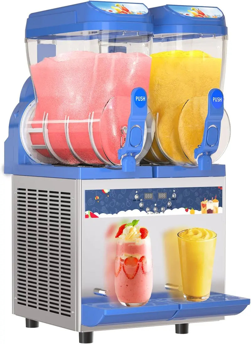Commercial-Grade Slush Machine  30L Dual Tanks, 1000W, 304 Stainless Steel, Ideal for Bars & Cafés