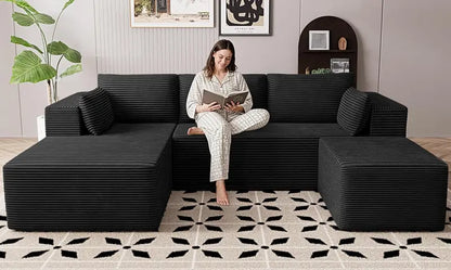 Cloud-Like Boneless Sectional Sofa  3-Seater L-Shaped Modular Couch with Right-Facing Chaise, Cat-Resistant & Deep Seat