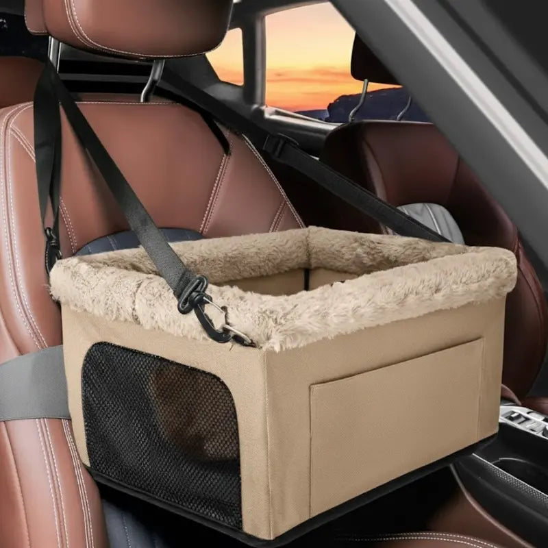 Reinforced Metal-Frame Pet Booster Seat (20-Lb Capacity) with Built-In Storage Pockets