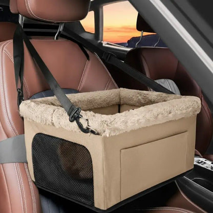 Reinforced Metal-Frame Pet Booster Seat (20-Lb Capacity) with Built-In Storage Pockets