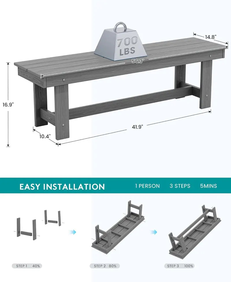 7-Piece HDPE Outdoor Dining Set  Weather-Resistant Table with Umbrella Hole & Six Matching Chairs