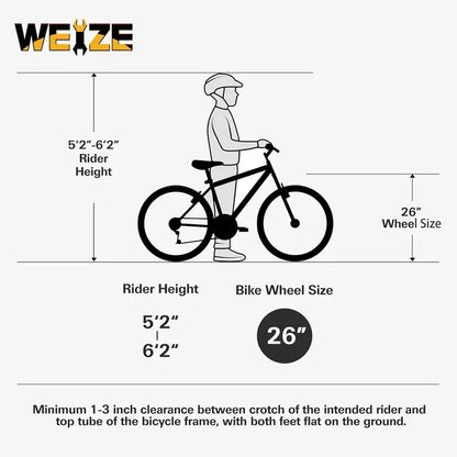 WEIZE Dual-Suspension Mountain Bike  26″ or 27.5″ Hybrid Off-Road Bicycle for Adults, 18-Speed Shimano Drivetrain, Steel Frame, Adjustable Ergonomic Saddle