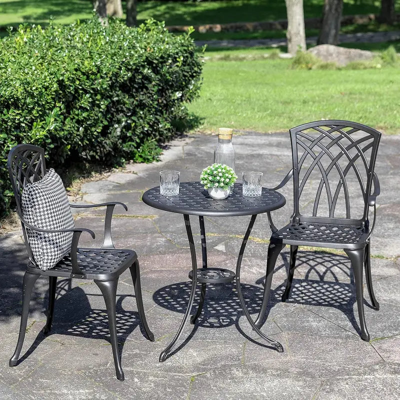 NUU GARDEN 3-Piece Aluminum Bistro Set — Outdoor Patio Table & Two Chairs for Small Spaces