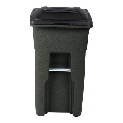Toter 32-Gallon Greenstone Trash Can  Heavy-Duty Indoor/Outdoor Bin with Quiet Wheels, Hinged Lid, and Weather-Resistant Build