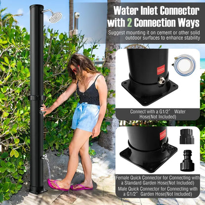 10-Gallon Freestanding Solar Outdoor Shower  7.2 FT Height with Rotating Head