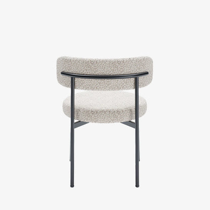 Lot de 2 chaises de table bouclette grise et blanche Scarlett