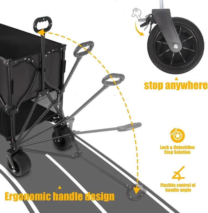 Heavy-Duty Double-Decker Utility Wagon  600 lb Capacity, 400L Collapsible All-Terrain Cart
