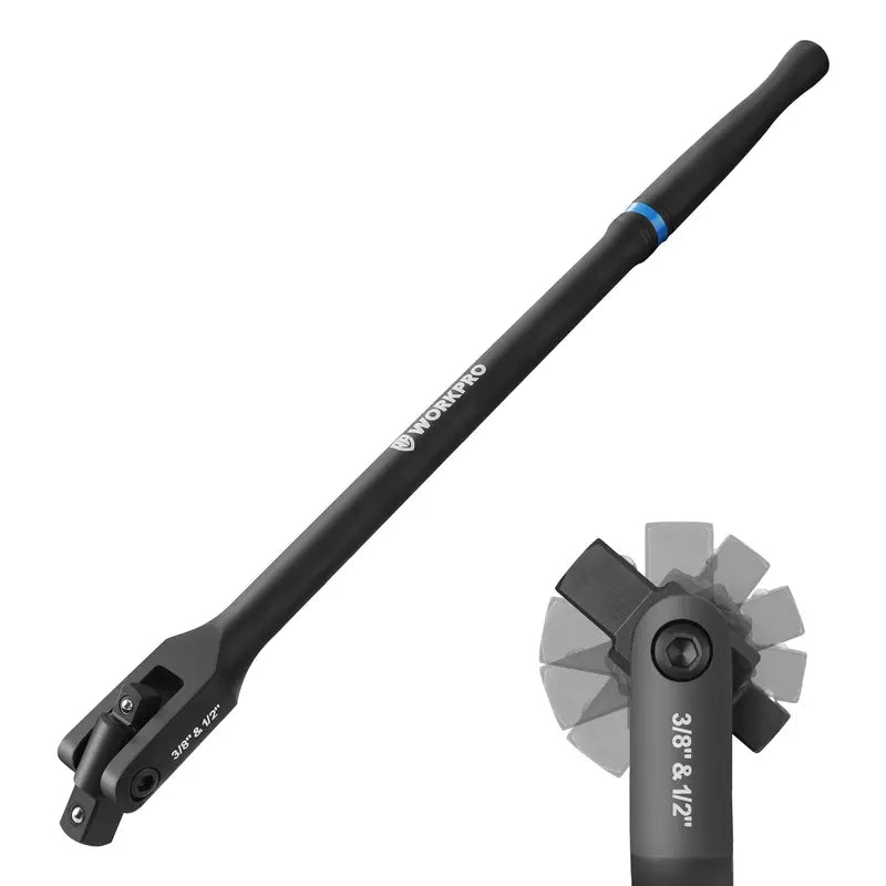 WORKPRO 16-Inch Dual-Drive Breaker Bar — 360° Rotatable Head for 3/8″ and 1/2″ Drives