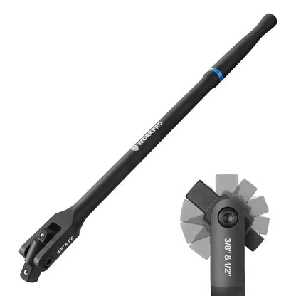 WORKPRO 16-Inch Dual-Drive Breaker Bar — 360° Rotatable Head for 3/8″ and 1/2″ Drives