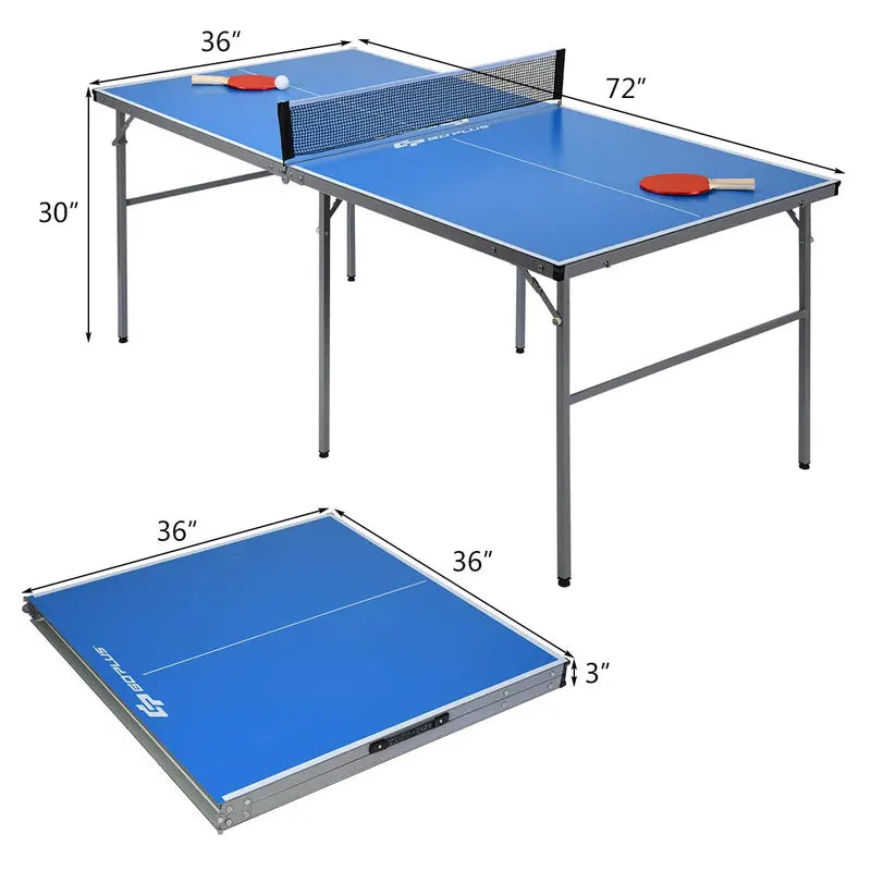 Pre-Assembled Portable Ping Pong Table  Folding Table Tennis Set with Net