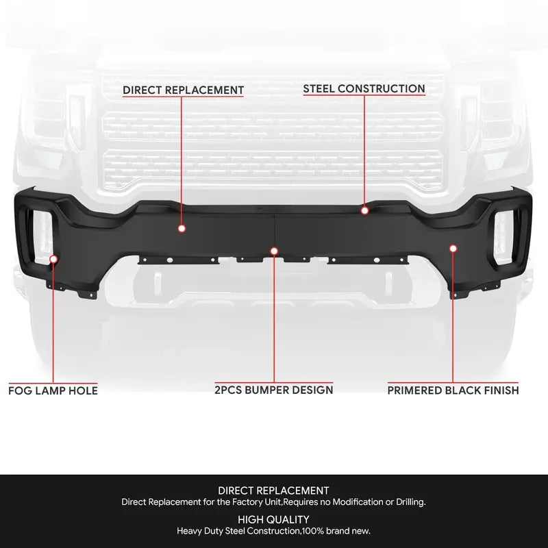 Modular Front Bumper for 20202023 GMC Sierra 2500/3500 HD  Without Parking Sensor Openings