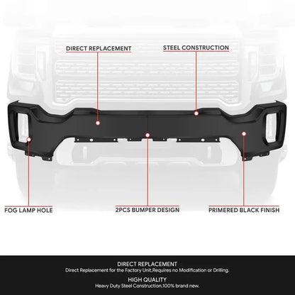 Modular Front Bumper for 20202023 GMC Sierra 2500/3500 HD  Without Parking Sensor Openings
