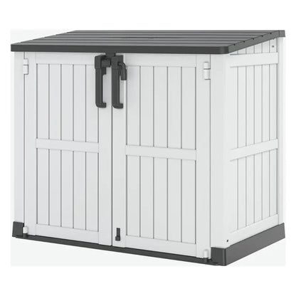 Lockable 36-Cubic-Foot Resin Garden Storage Box  Durable Outdoor Shed Alternative