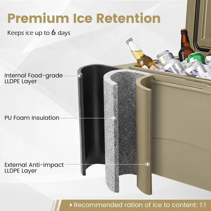 75-Quart Heavy-Duty Portable Cooler  Extended Ice Life, Durable Wheels & Telescoping Handle