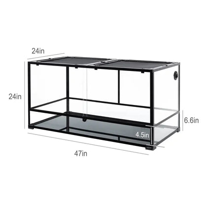 REPTIZOO 120-Gallon Extra-Large Glass Reptile Enclosure with Spacious Layout