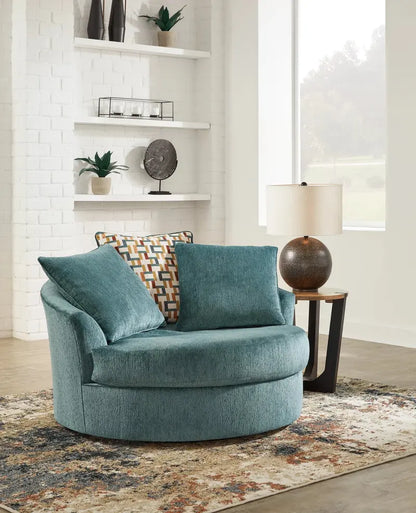 Extra-Wide Swiveling Accent Chair with 360° Rotation and Upholstered Comfort