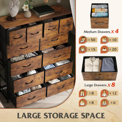 WLIVE 12-Drawer Tall Dresser for Bedroom Storage and Organization