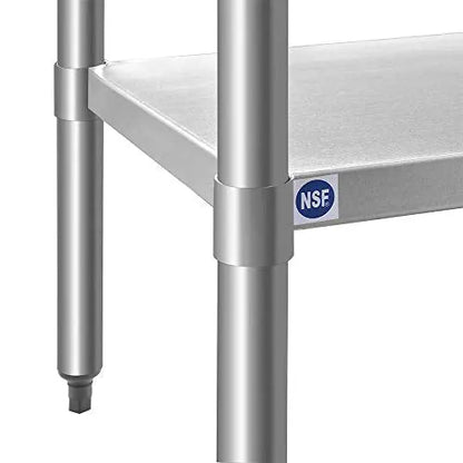 ROCKPOINT Stainless Steel Table for Prep   Work with Backsplash 48 24 Inches, NSF Metal Commercial Kitchen Table