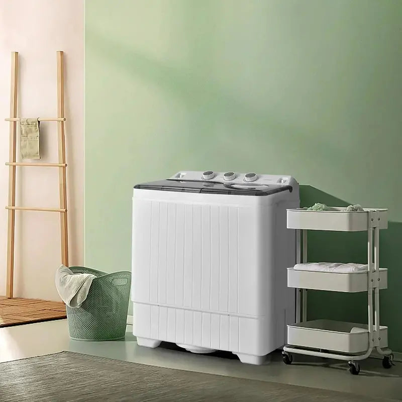 COSTWAY Dual-Tub Washing Machine  26 LB Total Capacity (18 LB Wash + 8 LB Spin) with Drain Pump