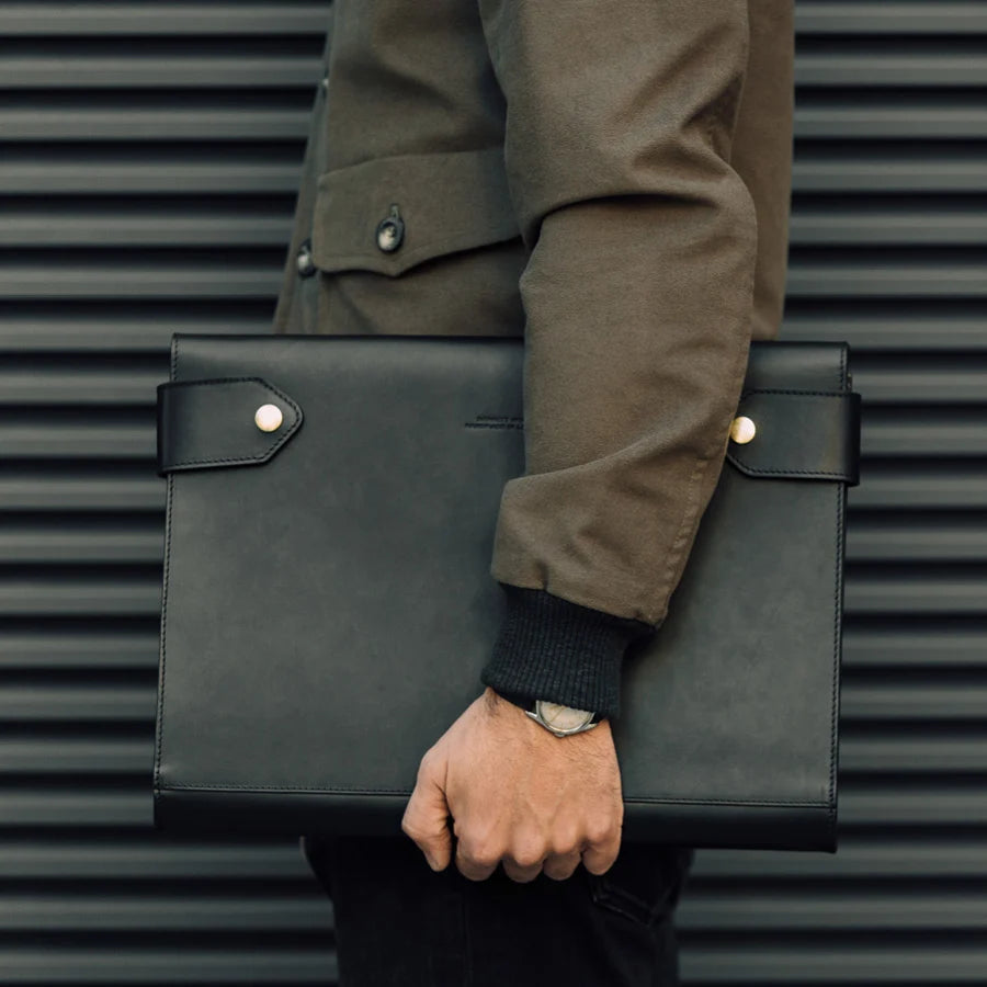 Large Folio - Black Leather