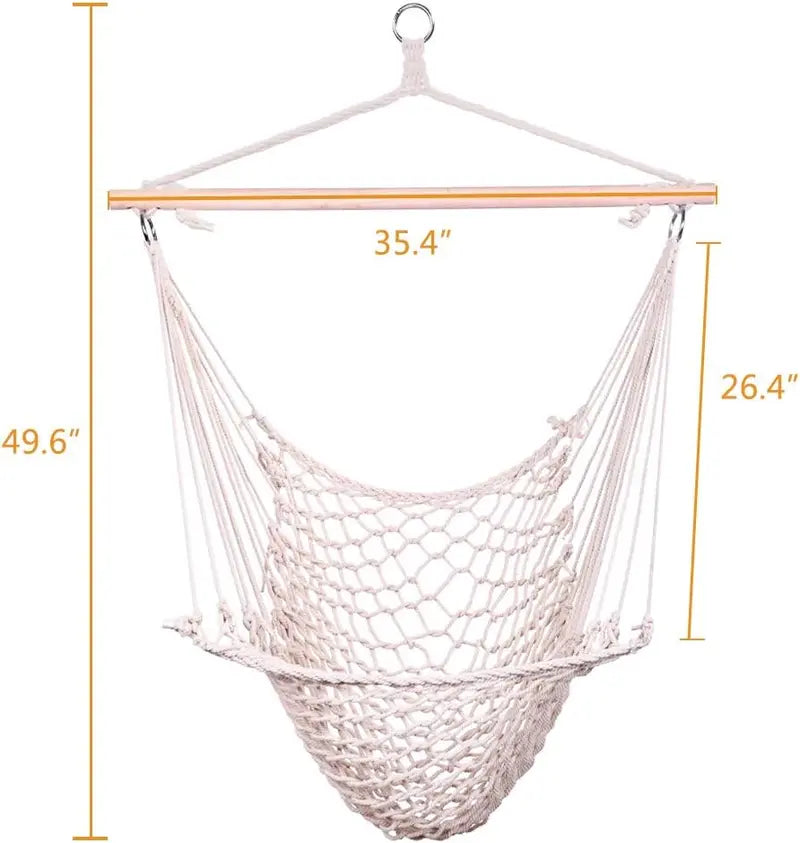 ONCLOUD Macramé Hammock Chair with Steel Spreader Bar  Indoor/Outdoor Hanging Swing Seat, 550 LB Capacity, Dual Cushions (Black)