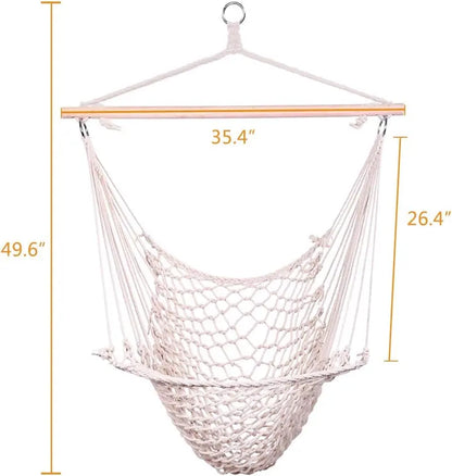 ONCLOUD Macramé Hammock Chair with Steel Spreader Bar  Indoor/Outdoor Hanging Swing Seat, 550 LB Capacity, Dual Cushions (Black)