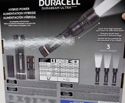 Duracell Hybrid LED Flashlight  1500-Lumen Rechargeable Light, 4-Pack with USB Charging