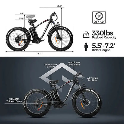 Clearance: Compact Electric Bike  48V/15Ah Lithium Battery, Urban Commuting & Recreation Ready