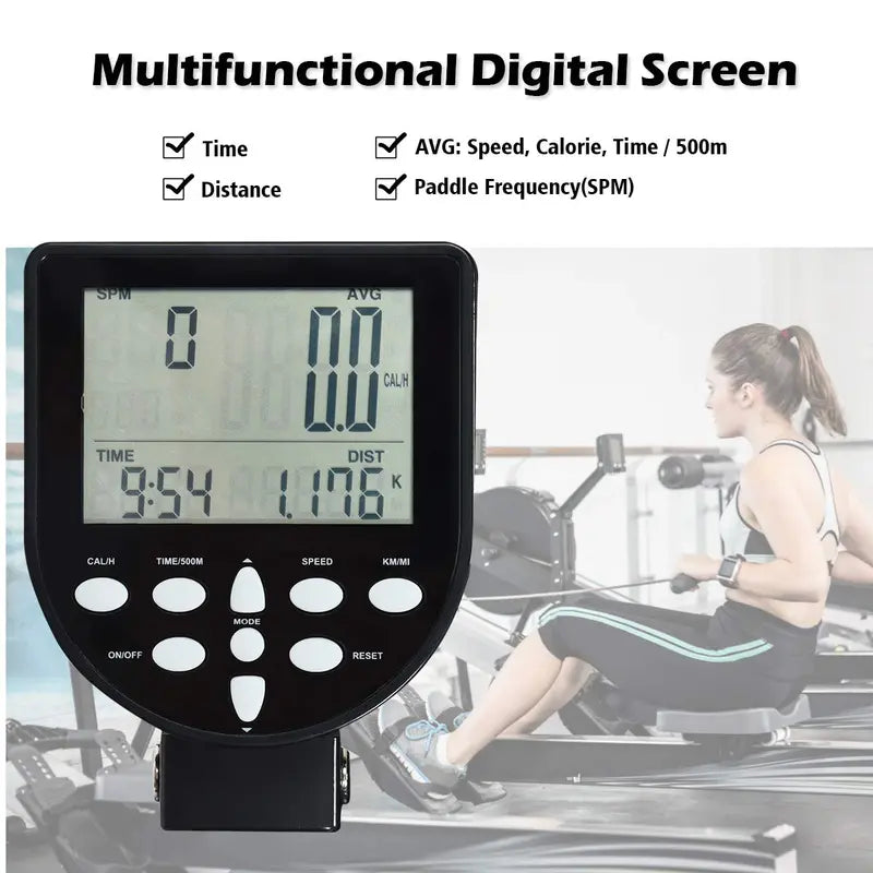 Dual-Track Water Rowing Machine with Adjustable Resistance, LCD Monitor & High Weight Capacity