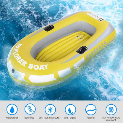 Dual-Chamber Inflatable Kayak Set  2-Person Sport Raft with Welded Oar Locks, Grab Handles, Bow Rope & Ergonomic Design