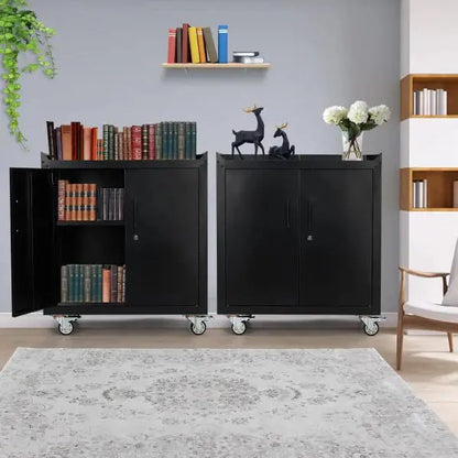 Rolling Metal Garage Storage Cabinet with Lockable Doors, Adjustable Shelves, and Tool Organization  34″H x 30.3″L x 18″W