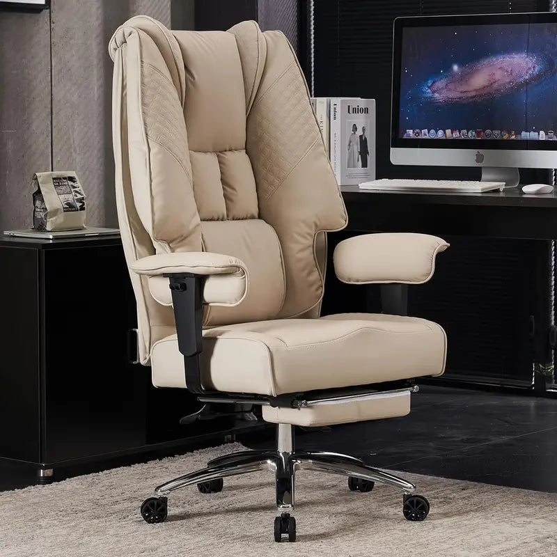 Ergonomic Executive Office Chair  High-Back Leather Seat, Lumbar Support & Footrest (400 lb Capacity)