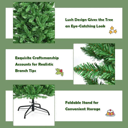 6-Foot Pre-Lit Hinged Fir Pencil Christmas Tree with 250 Warm White LED Lights