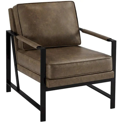 Yaheetech Retro Faux Leather Accent Lounge Chair  Vintage-Inspired Upholstered Seating