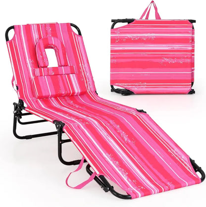 Adjustable Beach Chaise Lounge with UV-Resistant Fabric