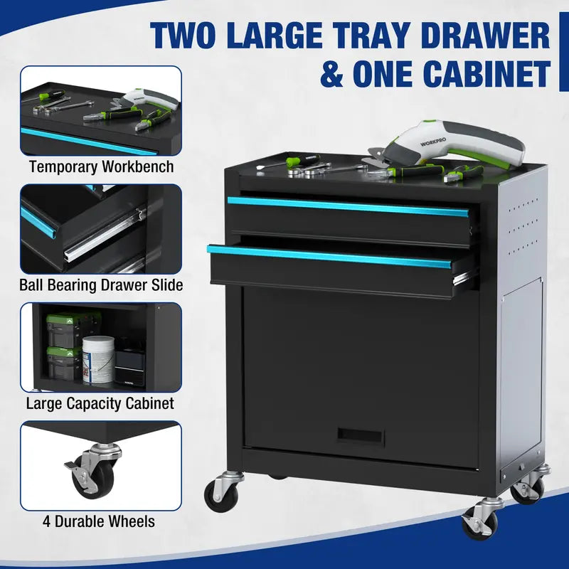 WORKPRO Sliding-Metal 5-Drawer Rolling Tool Cabinet  Mobile Storage Solution with Smooth Casters