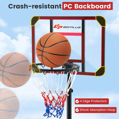 Height-Adjustable Basketball Hoop System (6.38.1 FT) with Wheels and Ball Storage