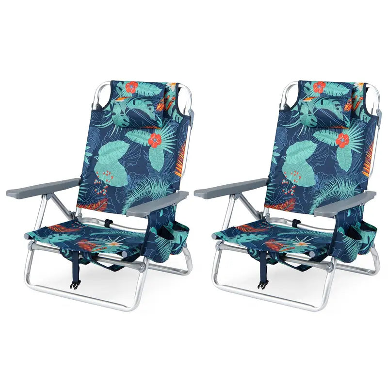 Lightweight Backpack-Friendly Reclining Beach Chairs (Set of 2 or 4)