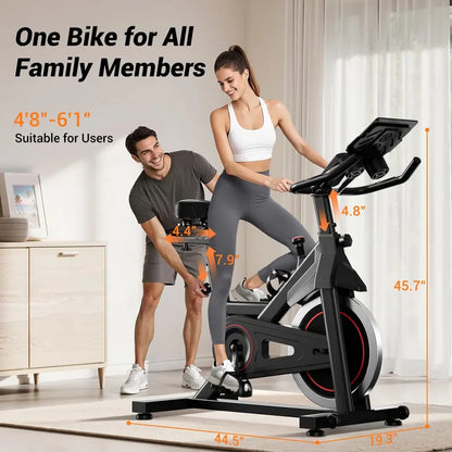 CURSOR FITNESS Indoor Cycling Bike  Silent Belt-Drive Stationary Bike with Ergonomic Seat, iPad Mount & Triple Bottle Holders