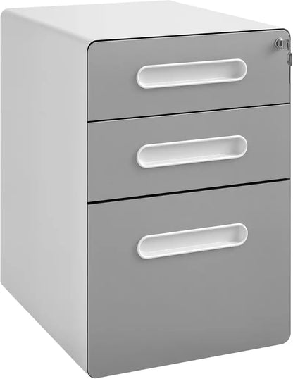 Mobile 3-Drawer Filing Cabinet  Locking Legal/A4 File Organizer with Casters for Home Office