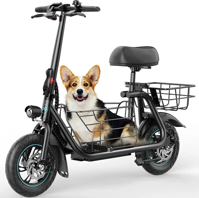 550W Electric Scooter with Front Basket  Commuter-Friendly E-Scooter for Urban Travel